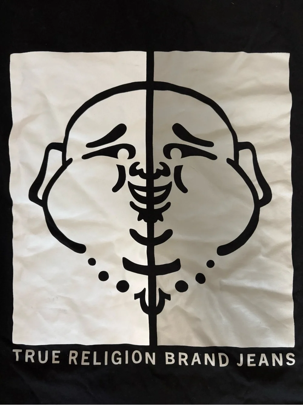 True Religion Black Tee with White Graphic Square Logo